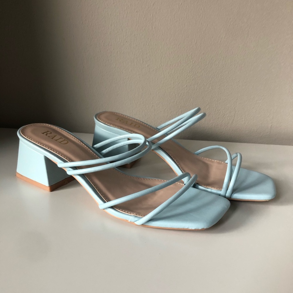 Baby blue mule sandals